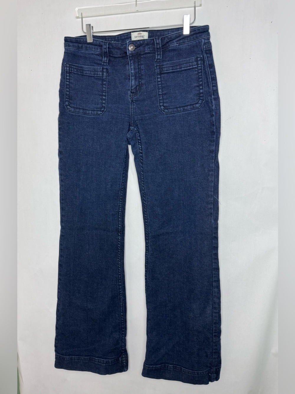 Shyanne Dark Indigo Straight-Leg Jeans with Front Patch Pockets 34x34